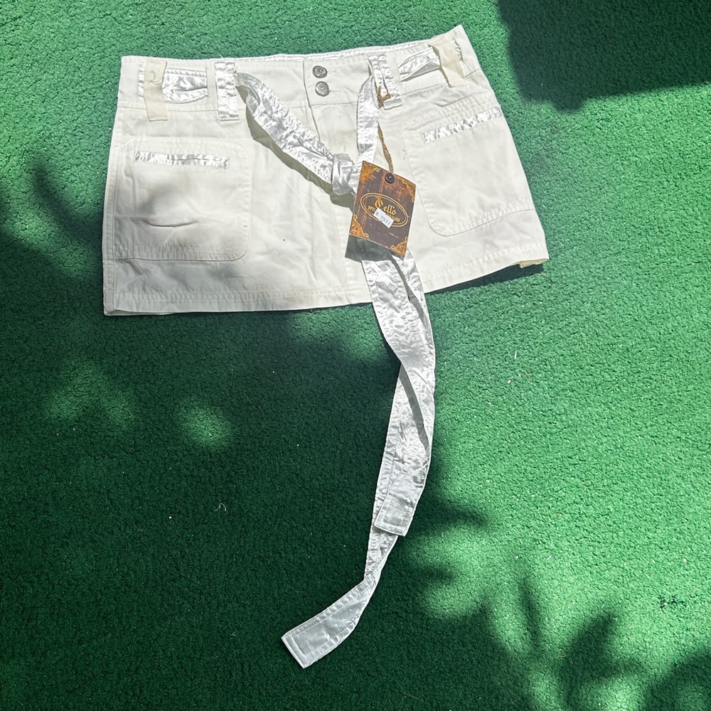 White Mini Skirt with Belt